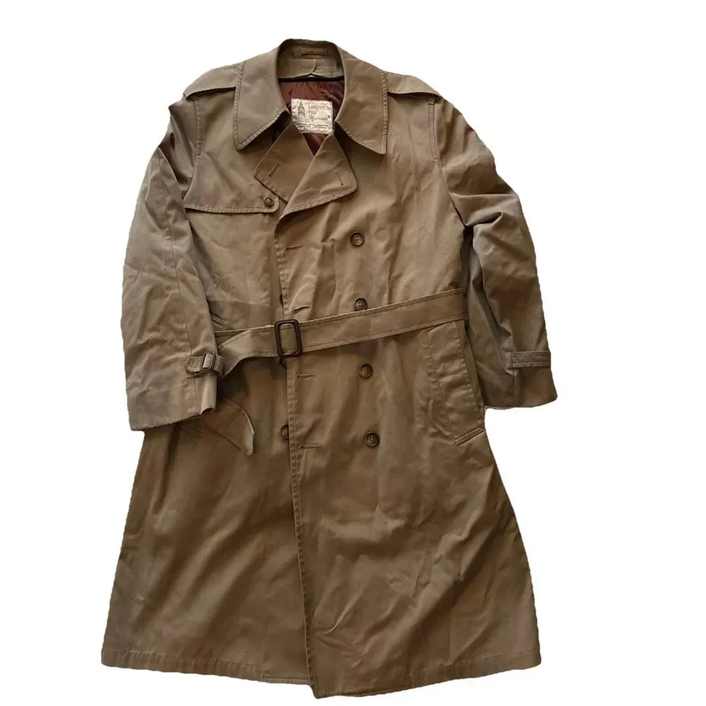 London Fog Vintage Men’s 42R Tan Lined Trench Coat Classic Winter Outerwear - Picture 1 of 5